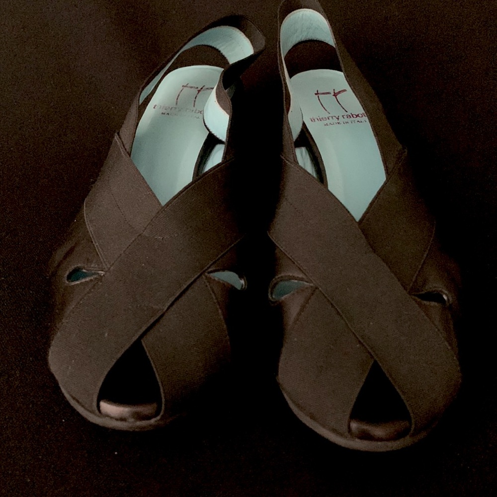 thierry rabotin Leather Elastic Fabric Wedges - Picture 3 of 8